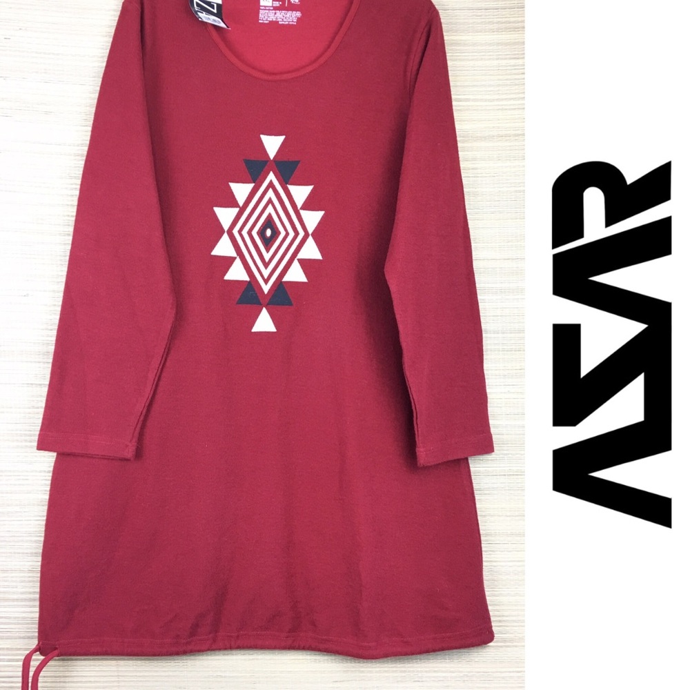 AZAR Western Embroidered Long Sleeve Sweater Dress Top Pullover Size XXL